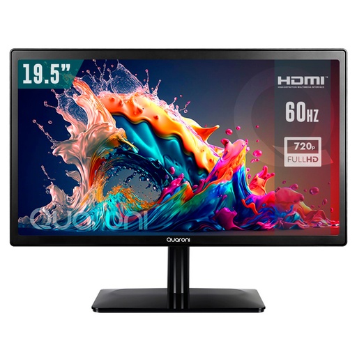 MONITOR LED HD QUARONI / 19.5 PULGADAS / RESOLUCION HD 1366X768 PX / VGA / HDMI / NEGRO